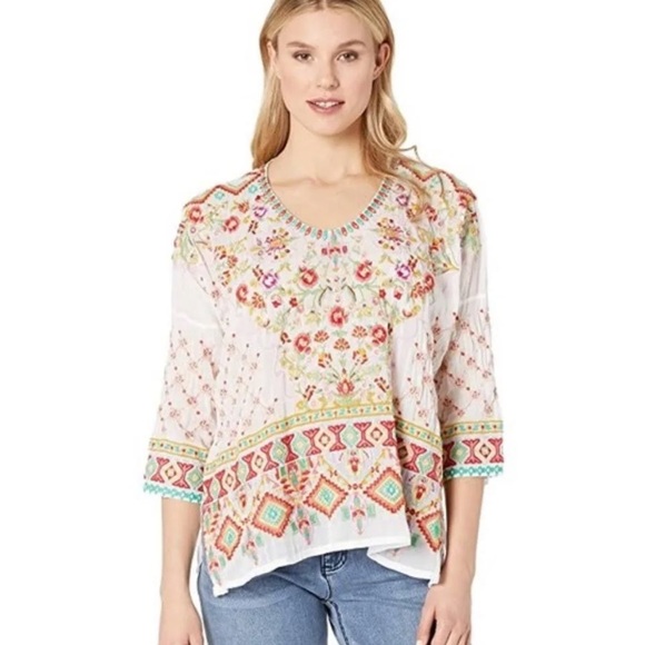 Johnny Was Tops - NWT Johnny Was Collection Sandra Blouse In White heavily embroidered size large